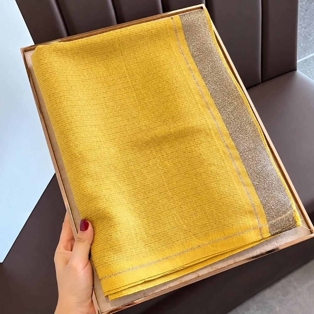 Breathable Wrap Shawl Elegant Border Shawl Lightweight Imitation Silk Scarf  Daily Outfit