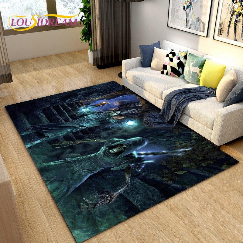 Alfombra grande para gamers de The Elder Scrolls, ideal para sala de estar, dormitorio, sofá, decoración, antideslizante para niños.