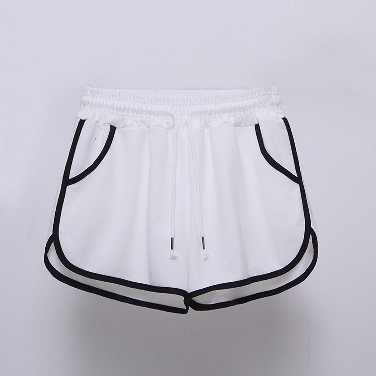 

Женские шорты с эластичной талией и завязками, симпатичные пляжные шорты с карманами XL белый