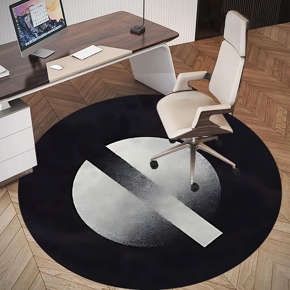 1pc No Smoking Round Chair Mat Area Rug - Non-Slip, Floor Mat for Office, Bedroom, and Indoor Decor -1002261