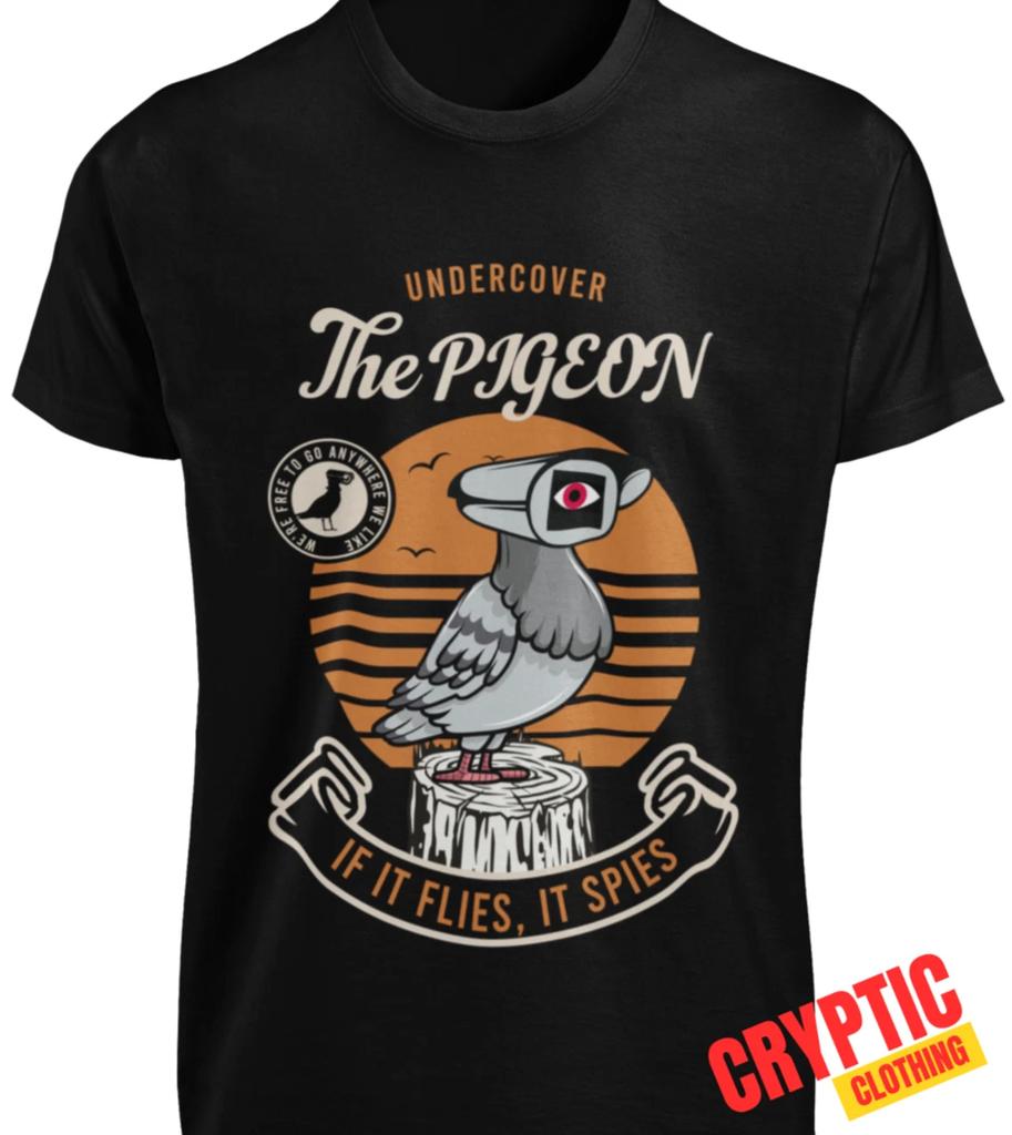 If It Flies It Spies T SHIRT S-3XL Big Brother Pigeon Bird Conspiracy Theory TEE