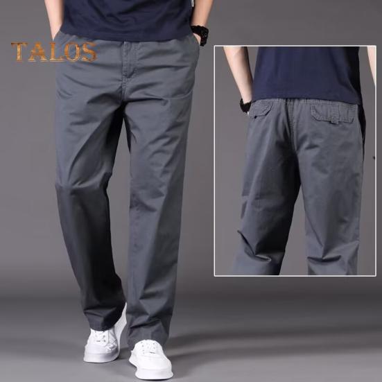 Herre Cargobukser Rette Brede Ben Ensfargede Lommer Knapp Glidelås Glatt Hurtigtørkende Outdoor Streetwear Langbukser