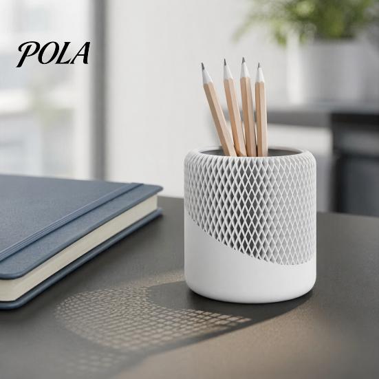 Large Capacity Pen Cup Holder for Desk, 3D Printed Minimalist Pencil Stationary Desktop Stationery Organizer Storage Cup, Makeup Brush Office