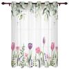 Spring Tulip Flower Plants Window Curtain Living Room Luxury Valance Curtain for Bedroom Home Kitchen Decor Curtain