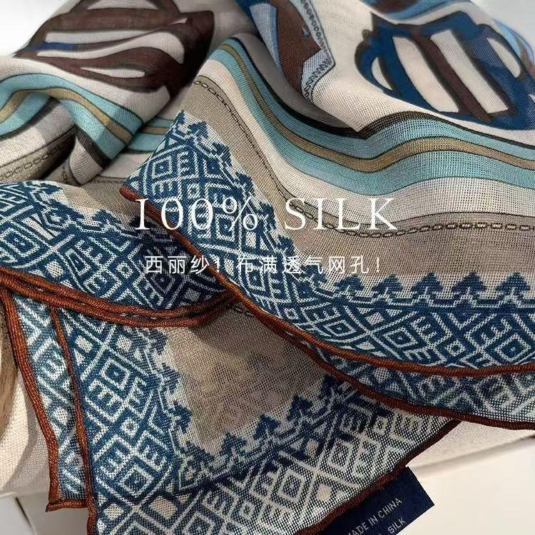 100% mulberry silk silica blue horseshoe buckle 65 square scarf spring autumn and summer women s versatile thin silk scarf scarf