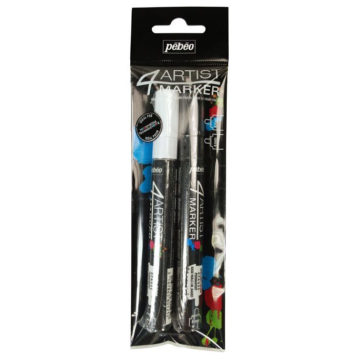 Marqueurs Peinture à l'huile - 4Artist Marker Pébéo - Blanc et Noir - 4 mm - 2 pcs
