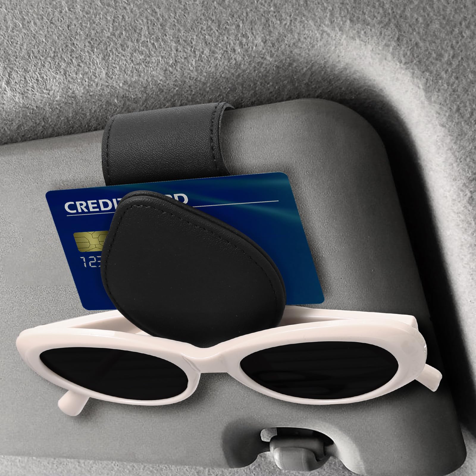 

LIHAO Sunglasses Holder Car Glasses Holder Leather Material Glasses Sunglasses чёрный