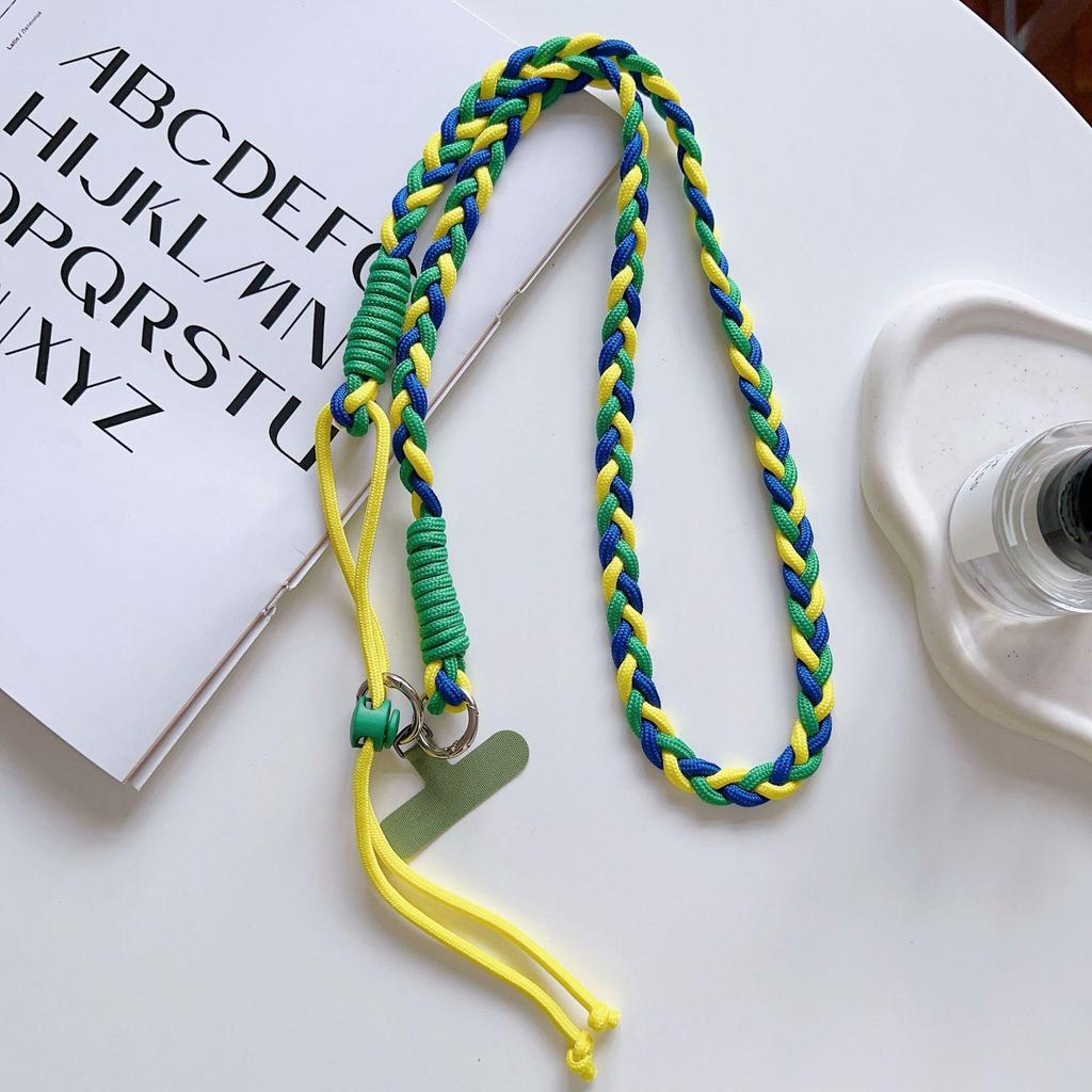 Adjustable Colorful Braided Cross-Body Lanyard with Knot for Phone or Water Bottle