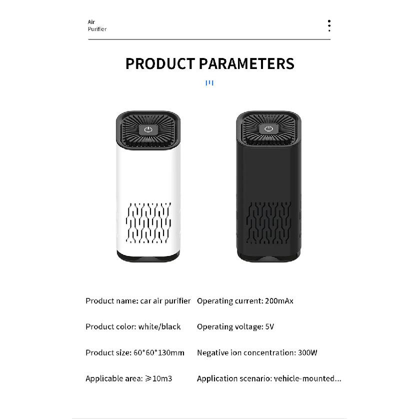 Portable Electric Desktop Air Purifier For Cars Small Households Negative Ion Odor Formaldehyde Mini Usb Hepa Ionic Air Purifier