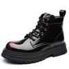 2025 Winter Men's High Top Martin Boots, Plus Velvet, Thick Sole, Retro Leather, Warm and Shiny Workwear Shoes