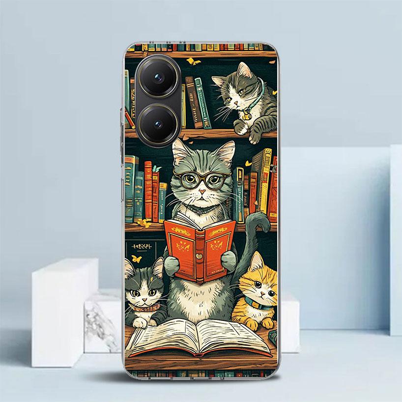 Read Books Illustration Reading Soft Cover for Xiaomi Poco F7 Ultra X7 X6 X5 Pro M7 Phone Case Redmi 15 15C 13 13C 12 12C 10 10C