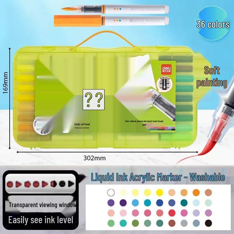 Deli Opaque Liquid Ink Acrylic Marker Pen - Stackable, Soft Tip for Students and Kids, Ideal for Art Projects