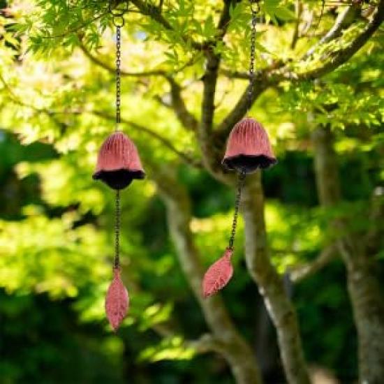 BENECREAT Cast Iron Wind Japanese Style Flower Traditional Soothing Summer Window Roof Car Interior Gift 2-Piece Chimes, Decoration, Shape, Vintage,
