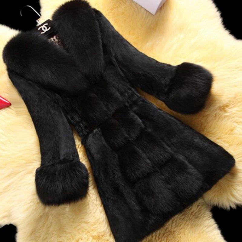2 new autumn and winter imitation fur coat coat women's medium and long slim and thin imitation fox hair mother outfit