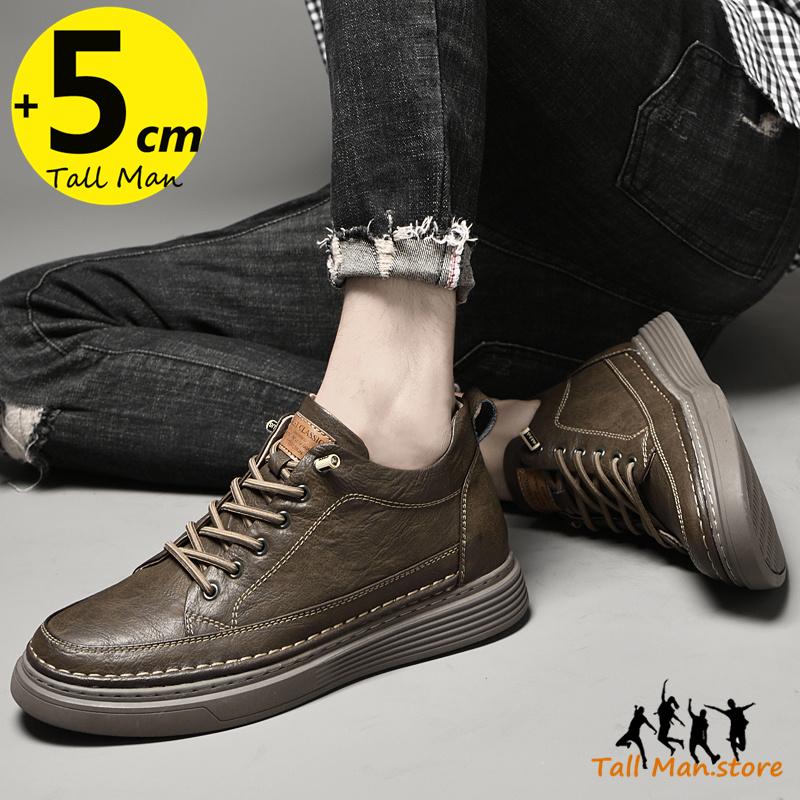 Herren Booster Sneaker Klobige Schuhe mit Absatzerhöhung Einlegesohle für 6 cm Höhenzunahme Herren Lift Hoch Leder Frühling Herbst Übergröße 36-47