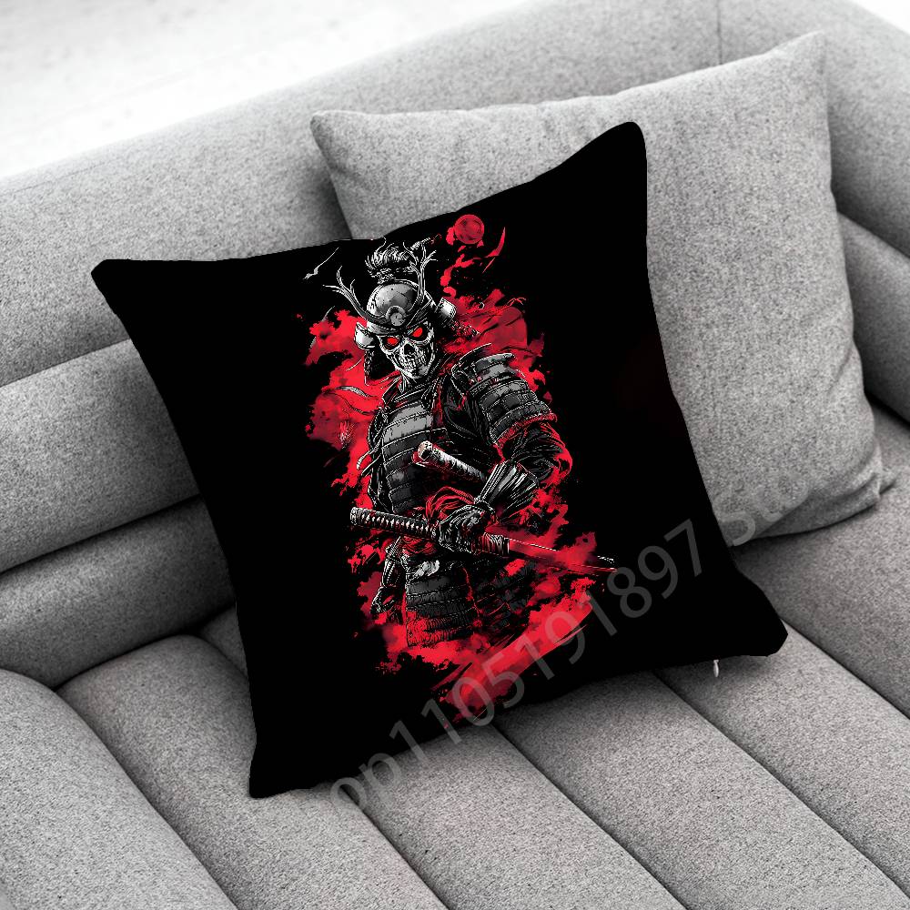 Japanese Bushido Samurai Throw Pillow Case For 55cm 40cm 45*45cm 50cm 30cm Square Office Cushion Cover