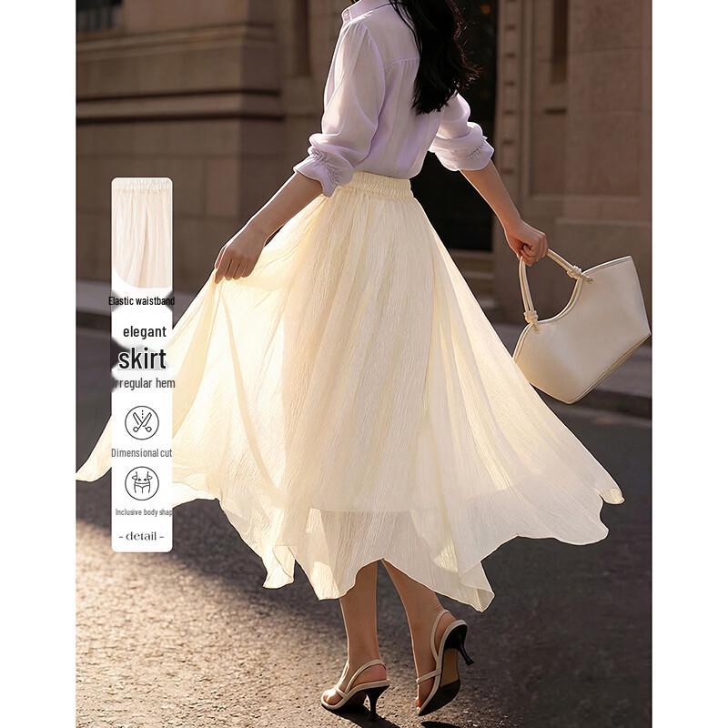 Elegant Pleated High-Waist Half Skirt S