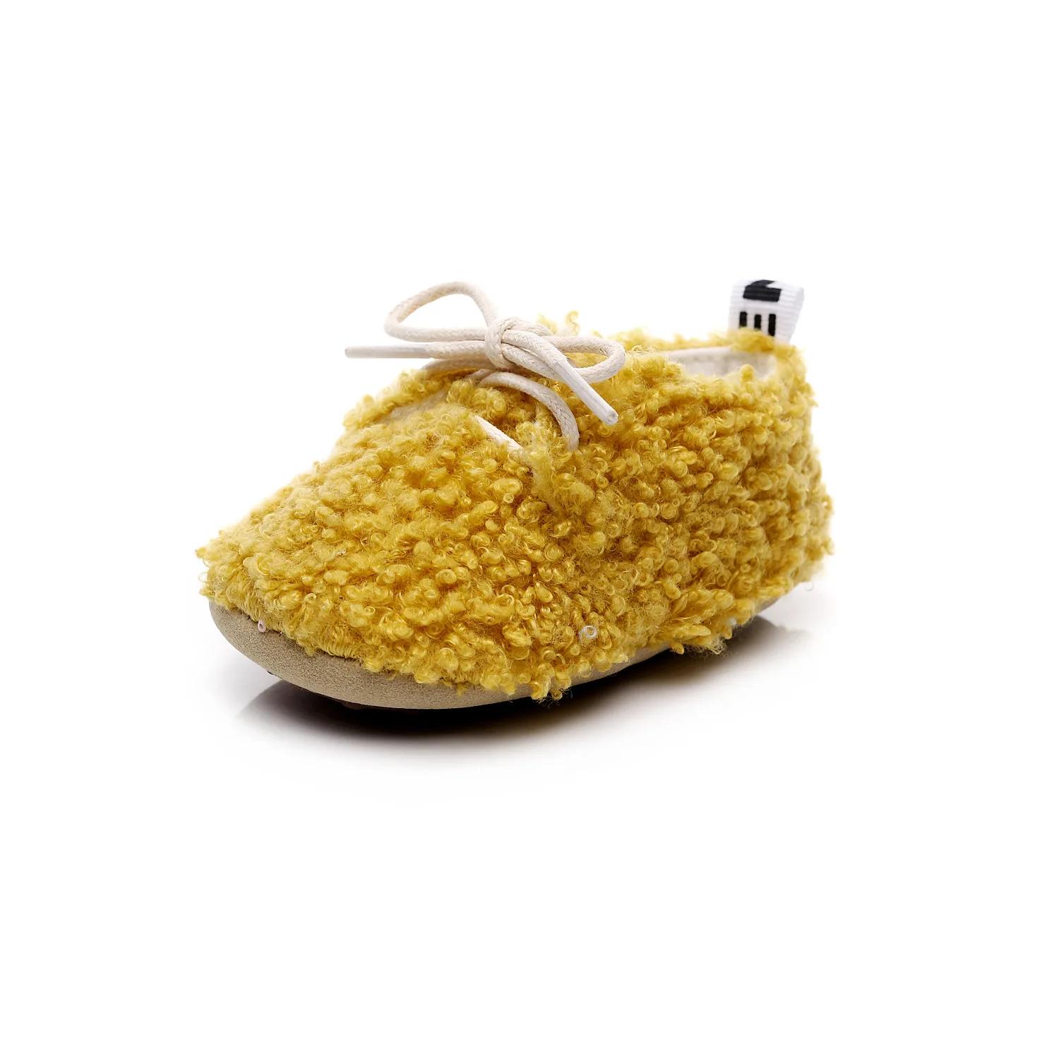 

Мягкая и теплая обувь для младенцев, мальчиков и девочек, однотонные кроссовки для новорожденных, зимние теплые нескользящие тапочки для кроватки 0-18 месяцев 11cm жёлтый