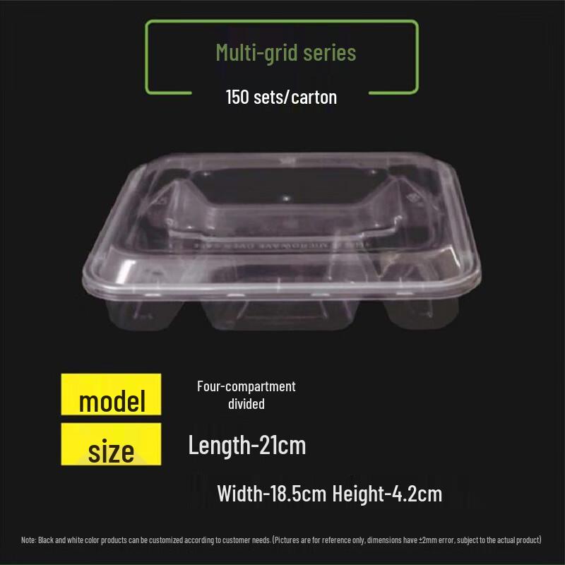 Disposable 4-Compartment Meal Prep Containers with Lids, 1000ml