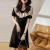 2024 Summer Off-Shoulder Elegant Slim Black Dress with Short Sleeves and Ruffled Design for Women