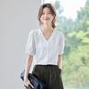 Tenuoman Women's Summer V-Neck Short Sleeve Chiffon Blouse