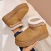 Fashion Vintage Chunky Platform Snow Boots Women Anti Slip Short Plush Warm Winter Boots Woman Comfort Thick Sole Plush Ankle Booties