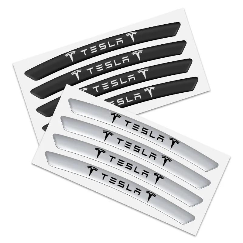 guhzk4 4pcs Aluminum Wheel Rims Racing Stickers Badge Auto Decor Car Styling for Tesla Model 3 S X Y 2022 Style Roadster Invader Coil
