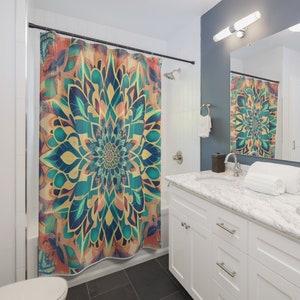 Boho Mid Century Modern Shower Curtain - Abstract Retro Geometric 10a