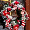 Seasonal Tree Ornament Set 12/24/36 Pcs Wooden Candy Cane Christmas Ornaments, Hanging Lollipop Ball Decor, Double-Sided Indoor Holiday Party Supplies