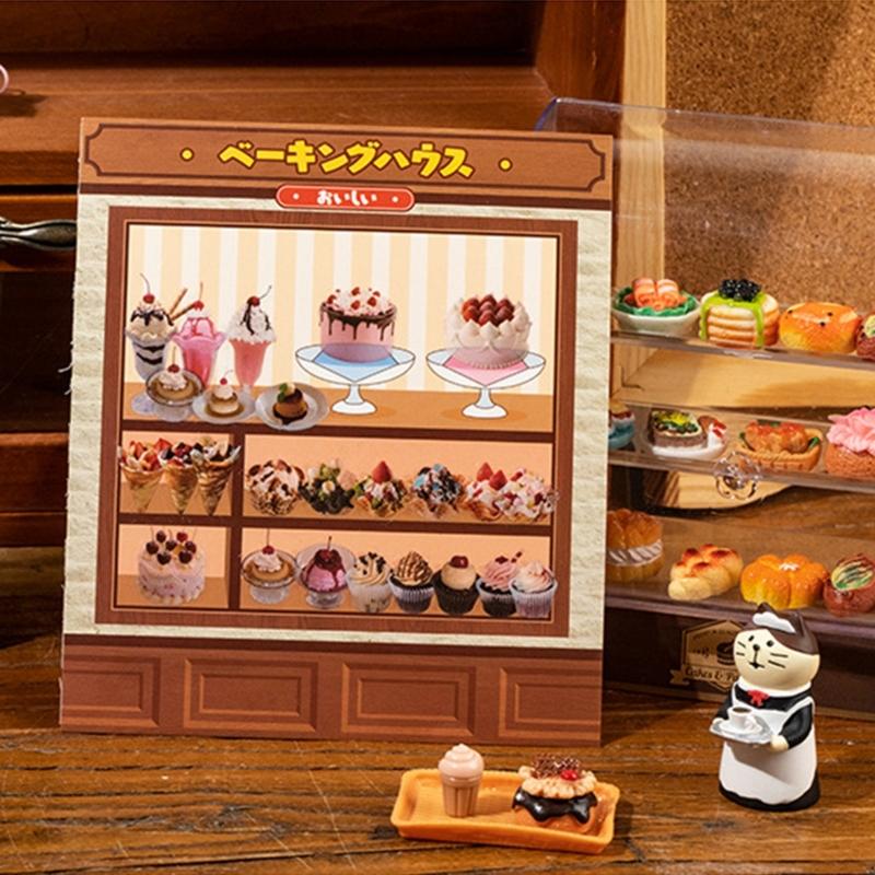 Cartoon 3D House Scene Sticker Miniature Simulated Store Scene Sticker for Scrapbooking Journal Notebook Photo Album