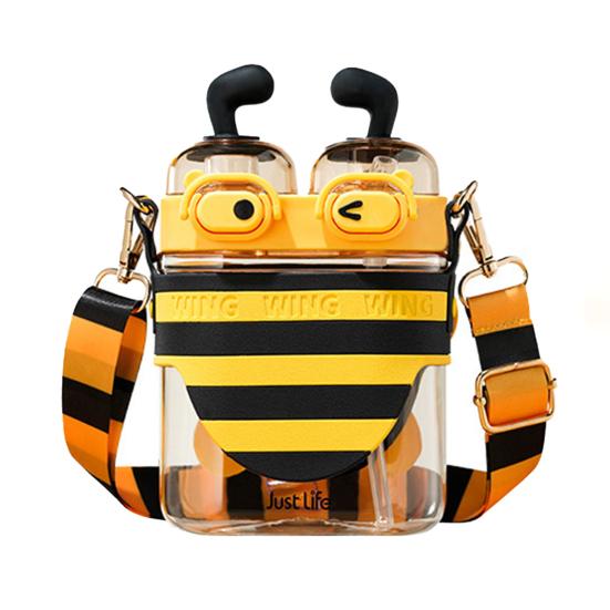 

1 набор 570 мл соломенная кружка большая емкость легко моется в форме пчелы бутылка для воды с плечевым ремнем для кемпинга жёлтый