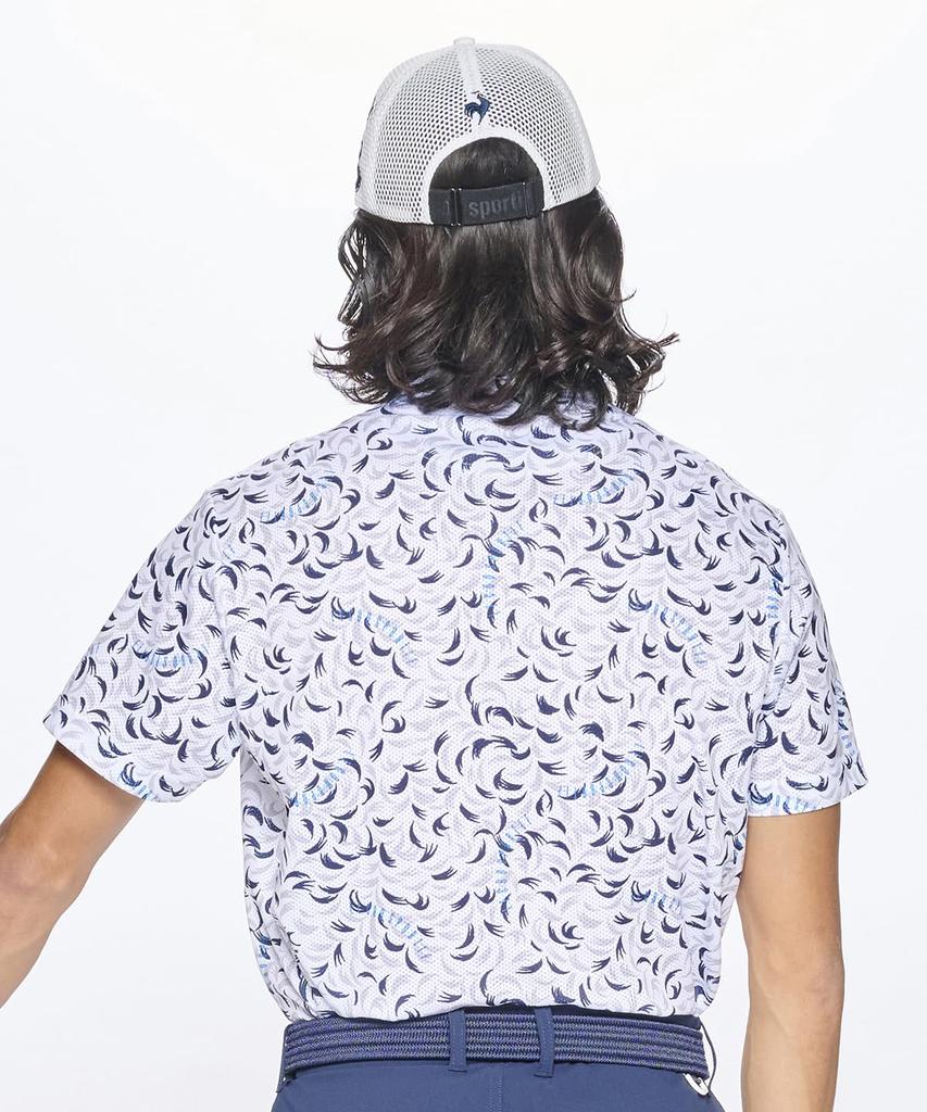 Coq Sportif cool to the highly WH00 [Le Golf] Short-sleeved shirt, all-over pattern, sweat-wicking, quick-drying, stretch-forcer, touch, breathable,
