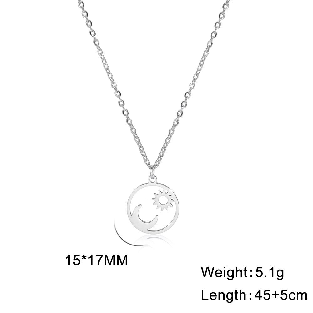 Retro Sun Moon Pendnat Necklace Earrings with Crystl Fashion Necklace for Women and Men-Gold Set