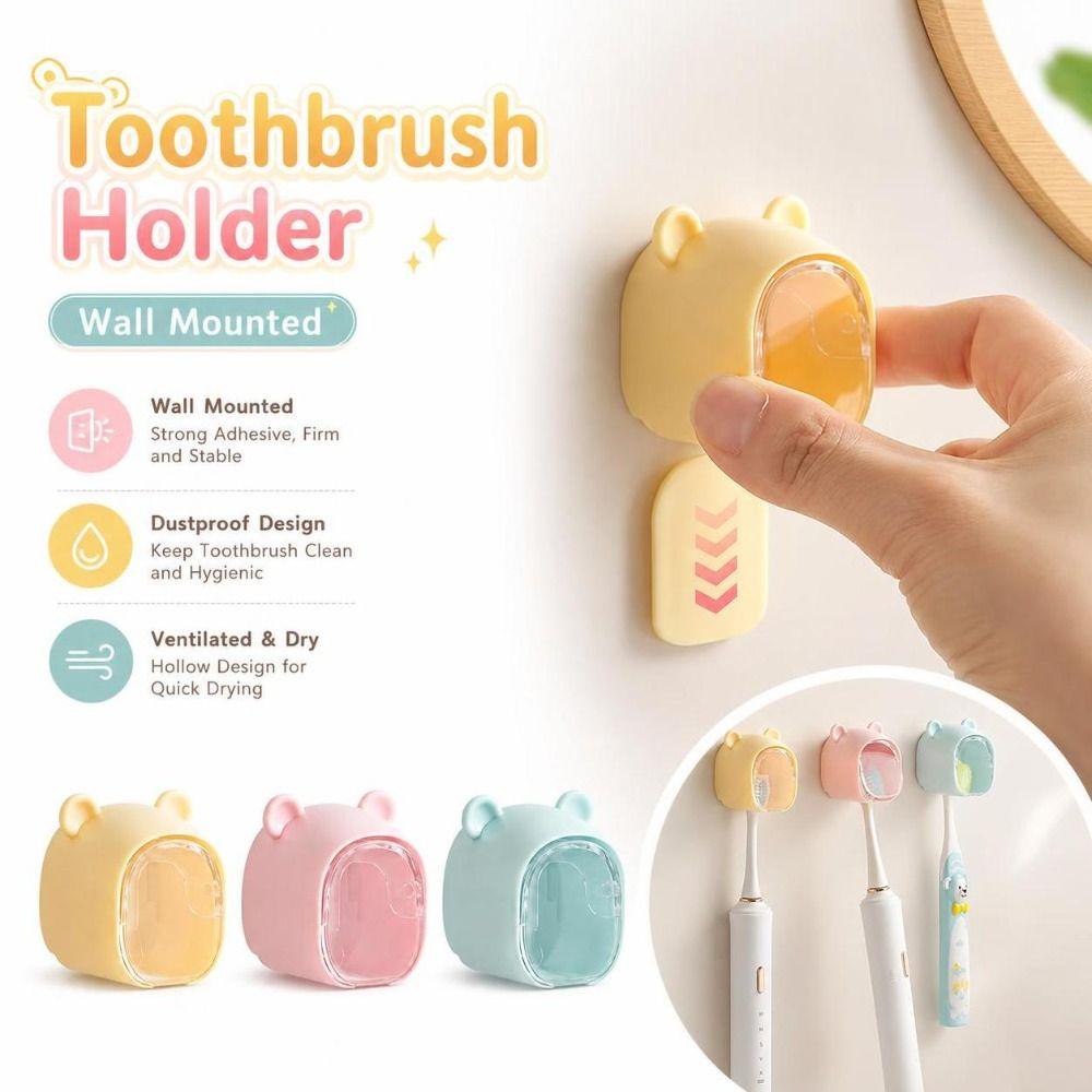 Dustproof Toothbrush Rack Bear Shape Toothbrush Storage Box Toothbrush Holder Home Storage