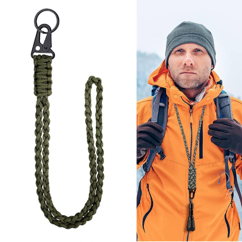 Outdoor Paracord Rope Keychain EDC Survival Kit Cord Camera Telescope Phone Lanyard Military Emergency Strap for Hiking Camping