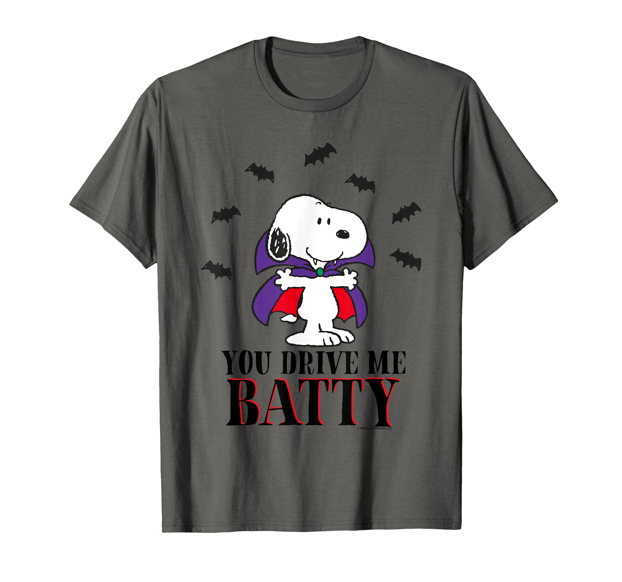 

Футболка Peanuts You Drive Me Batty Halloween Snoopy серый