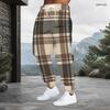 Men s Plus Size Black Grey Plaid Printed Drawstring Waist Cuffed Ankle Jogger Pants