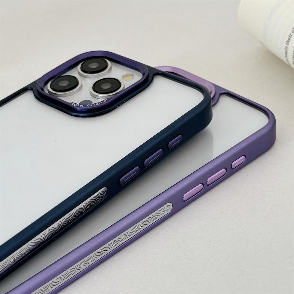 For iPhone 15 Pro Clear Phone Case Electroplating Edge PC Acrylic Back Cover