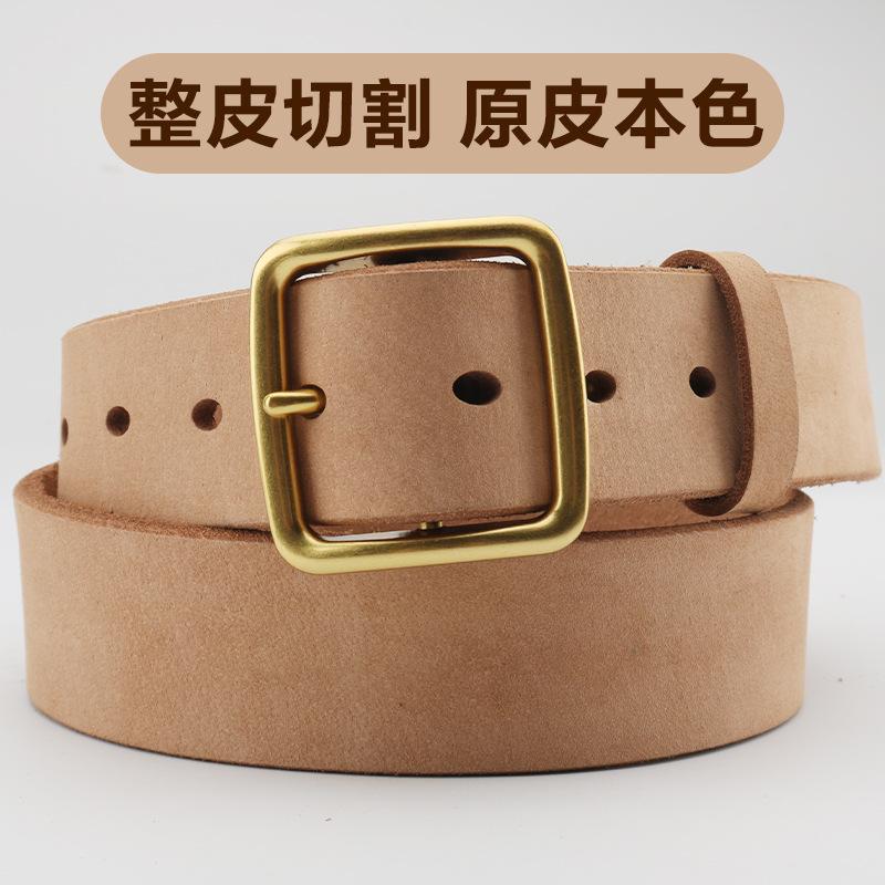 Belt, Men's Pure Cowhide, Whole Cut Leather, Casual Cowhide Belt, Top Layer Cowhide Pants with Belt