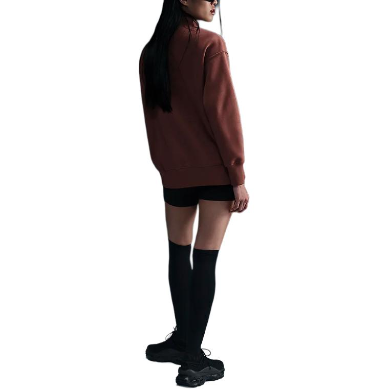 Nike Sportswear Phoenix Fleece Oversized Logo Letter Collar Comfortable Drop Shoulder Jacket Women Jackets Red Brown FV7680218