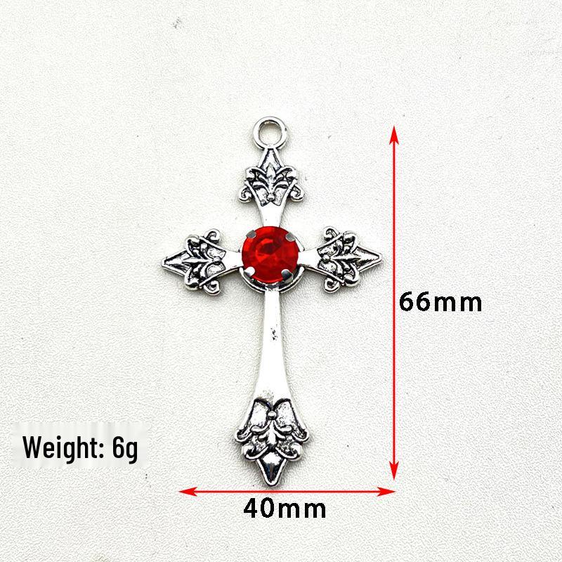 Zinc Alloy Red Brick Cross Pendant for DIY Jewelry