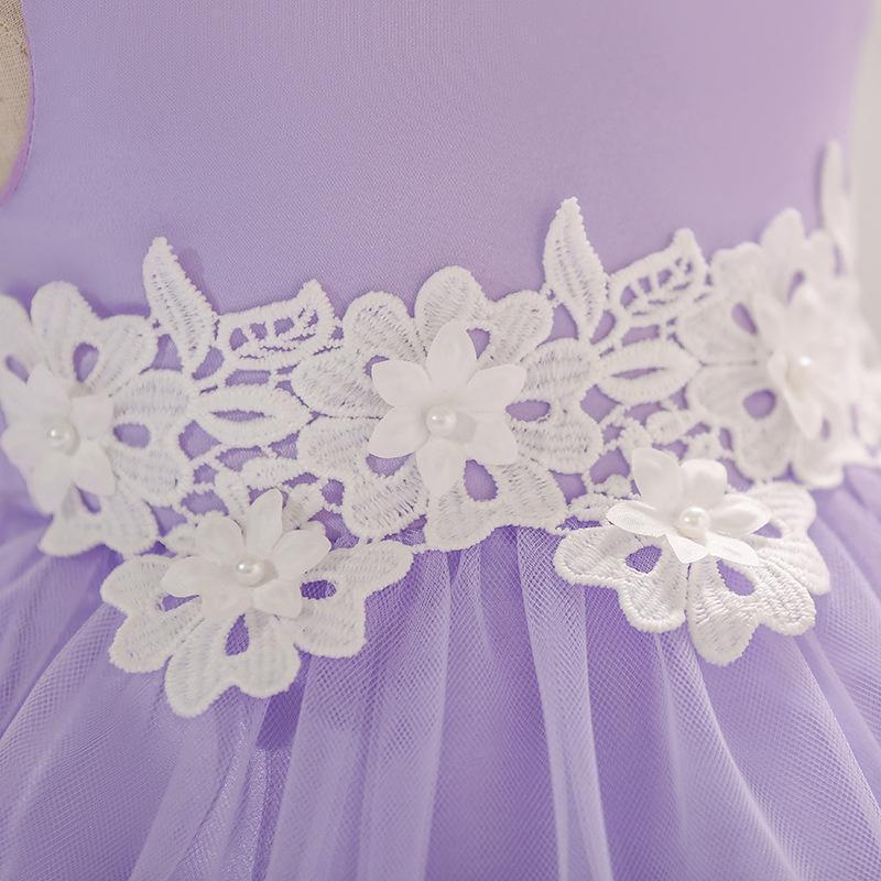 2023 Letní dívčí svatební šaty: Dětská večerní róba a dětské první narozeniny tylová aplikace nadývaná sukně