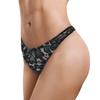 LittleForBig Men's T-Back Low-Waisted Briefs with Cute Ribbon Decorations and a Floral Mesh Design, Black, Size S