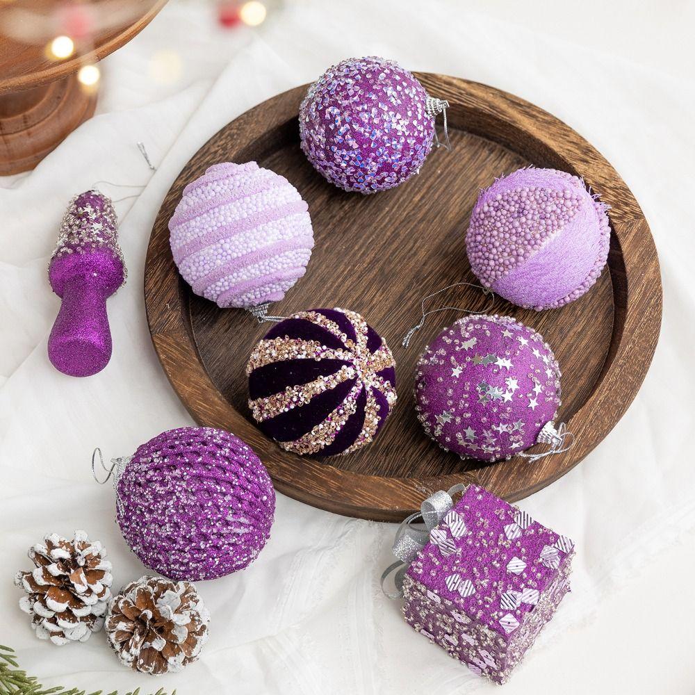Purple Color Christmas Tree Ornaments Plastic Material Christmas Spheres Holiday Decor