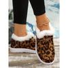 Dámské boty nadměrné velikosti s leopardím vzorem, podšité fleecem, střední výška, zimní novinka, nazouvací, měkké, teplé