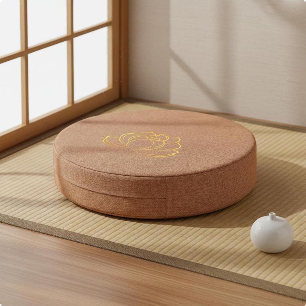 Japanese Tatami Cushion Removable Washable Cover Round Meditation Breathable Linen Textile