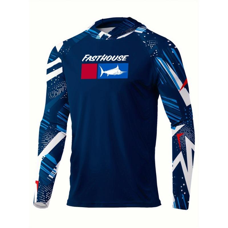 Men's Fishing Shirt Hooded Long Sleeve Sunblock UPF 50+ Outdoor Camouflage Moisture Wicking Jersey Fishing Apparel Tops