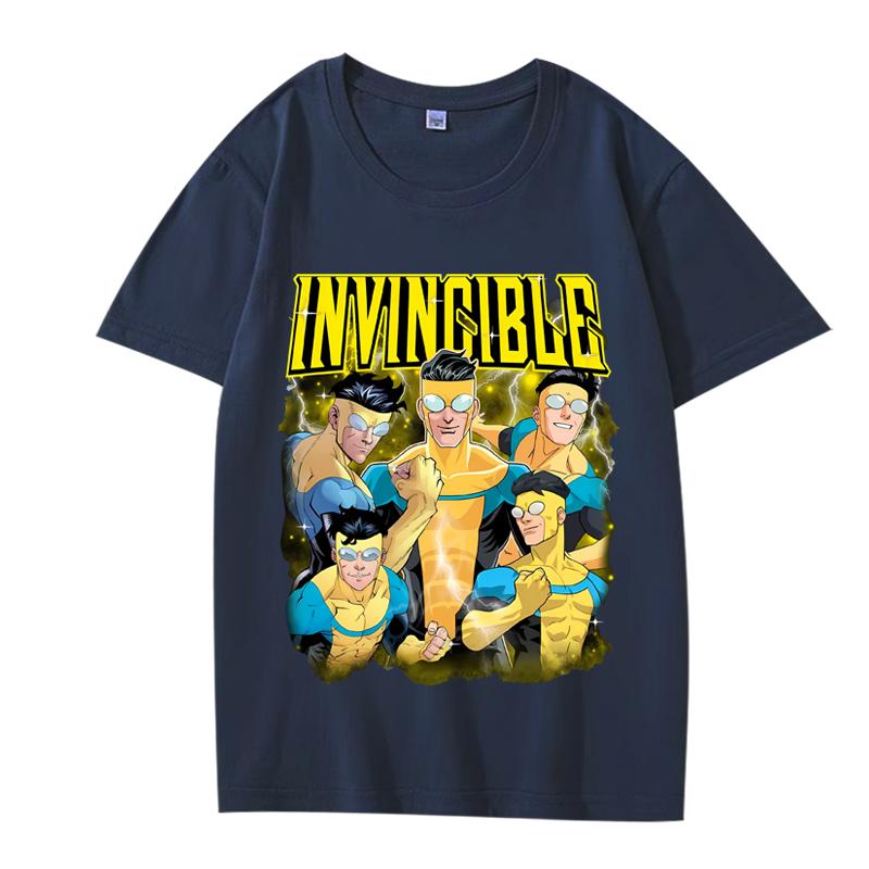 

Вінтажний Супергеройський Футболка Invincible Mark чоловіки жінки Оверсайз 100% Бавовна манга коротким рукавом Літо Аніме Унісекс Топи L Темно-синій