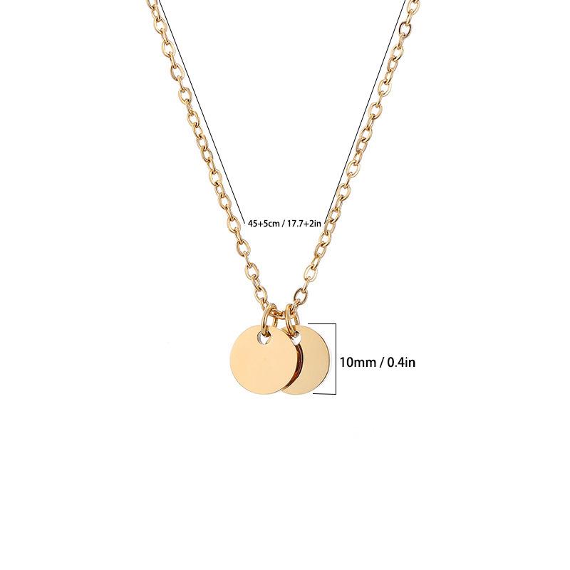 18K Gold-Plated Mini Round Pendant Necklace with Etched Stainless Steel Disc