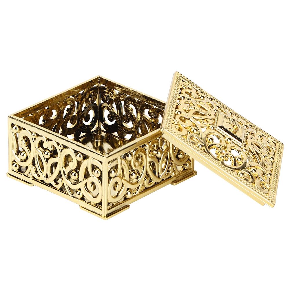 12pcs Square Hollow Plastic Gift Box Candy Boxes Wedding Birthday Party DecorationGold